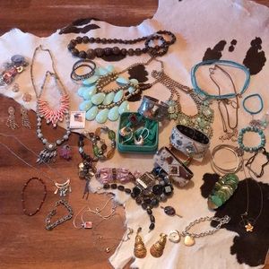Mixed lot jewelry necklaces rings earrings & more